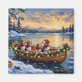 Aimant Noël en bateau avec Beagle (Devant)