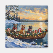 Aimant Noël en bateau avec Pitbull (Devant)