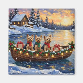 Aimant Noël en bateau avec Yorkipoo (Devant)