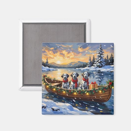 Aimant Noël en bateau dalmate (Recto/Verso)