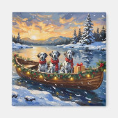 Aimant Noël en bateau dalmate (Devant)