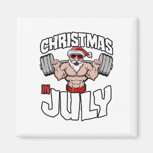 Aimant Noël En Juillet Bodybuilder Père Noël Plage Squat 