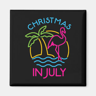 Aimant Noël en juillet Chapeau de Santa Flamingo rose Été