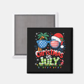 Aimant Noël En Juillet États-Unis Drapeau Summer Beach Ha (Recto/Verso)