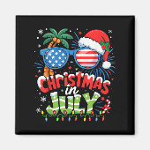 Aimant Noël En Juillet États-Unis Drapeau Summer Beach Ha (Devant)