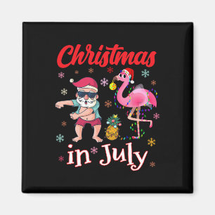 Aimant Noël en juillet Flamant rose drôle Vacances d'été