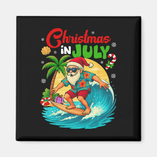 Aimant Noël en juillet Hawaii Père Noël surfant sur la pl
