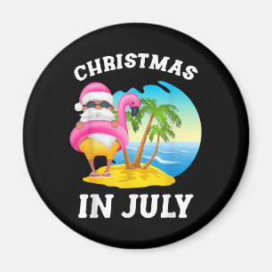 Aimant Noël En Juillet Père Noël Flamant rose Pool Été