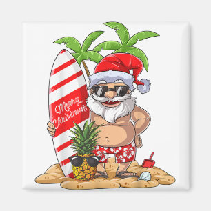 Aimant Noël en juillet Père Noël Hawaiian Summer Surf Sur