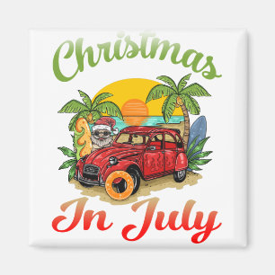 Aimant Noël en juillet Père Noël Surfing Summer ver2