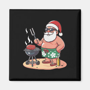 Aimant Noël en juillet Santa drôle Santa grillant BBQ