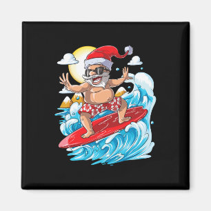 Aimant Noël en juillet Santa hawaïen surf été