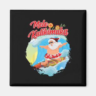 Aimant Noël en Juillet Santa Hawaïen Surf Mele Kali