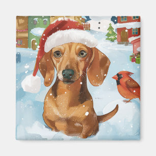 Aimant Noël en pays Dachshund, joie de Noël