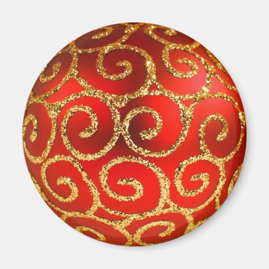 Aimant Noël En Rouge Et En Or (Devant)