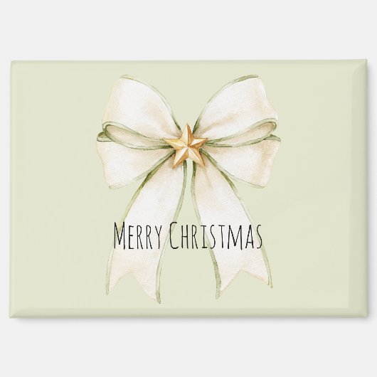 Aimant Noël étoile dorée ruban menthe blanche (Recto)