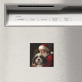 Aimant Noël festif du Père Noël du Terrier tibétain (In Situ (Lave-vaisselle))