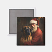 Aimant Noël festif Rhodesian Ridgeback Santa Claus (Recto/Verso)