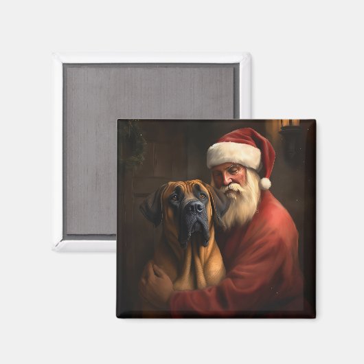 Aimant Noël festif Rhodesian Ridgeback Santa Claus (Recto/Verso)