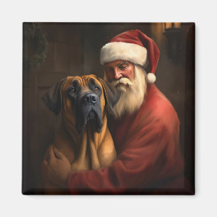 Aimant Noël festif Rhodesian Ridgeback Santa Claus