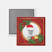 Aimant Noël Fête Photo Rouge Vert Créer Votre Propre (Recto/Verso)