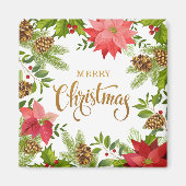 Aimant Noël floral de Poinsettia | Vacances (Devant)