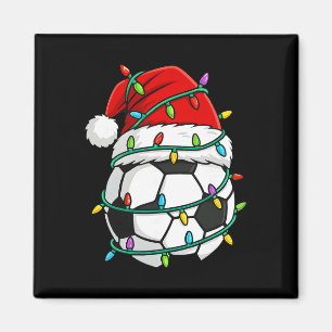 Aimant Noël Football Chapeau de Père Noël Lumières Père N