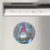 AIMANT NOËL GNOME, SQUIRREL, WOODPECKER & CARDINAL (In Situ (Lave-vaisselle))
