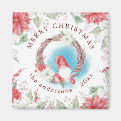 Aimant Noël gnome vacances élégant floral (Devant)