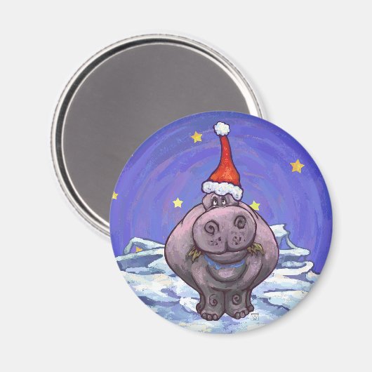 Aimant Noël Hippopotame (Recto/Verso)