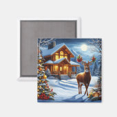 Aimant Noël/Hiver Deer Lodge (Recto/Verso)
