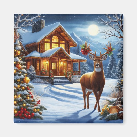 Aimant Noël/Hiver Deer Lodge (Devant)