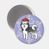Aimant Noël Husky sibérien / Malamute d'Alaska (Recto/Verso)