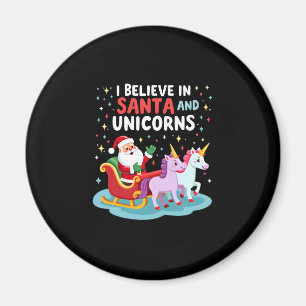 Aimant Noël Je Crois En Père Noël Et Unicornes Funny Xm