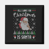 Aimant Noël laid - Chemise en pyjama de famille avec Père (Devant)