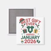 Aimant Noël Meilleur Cadeau Arrives Janvier 2026 Couples (Recto/Verso)