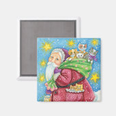 Aimant Noël mignon, Père Noël avec chatons et chats ! (Recto/Verso)