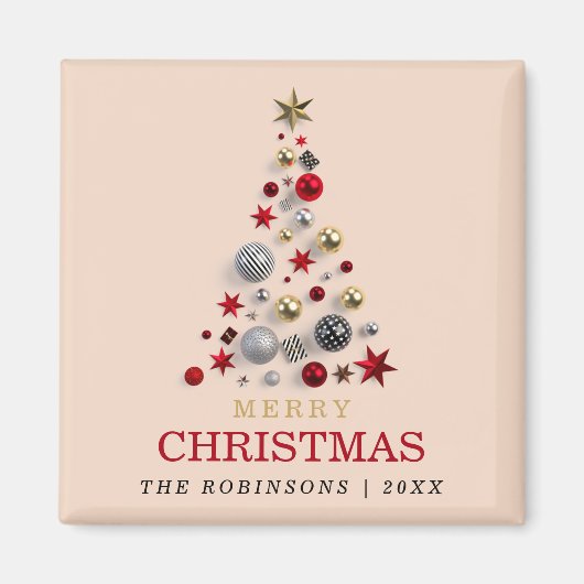 Aimant Noël Noël Noël Noël Arbre Entreprise Famille Blush (Devant)