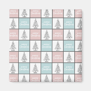 Aimant Noël Pastel Bleu et rose Motif moderne