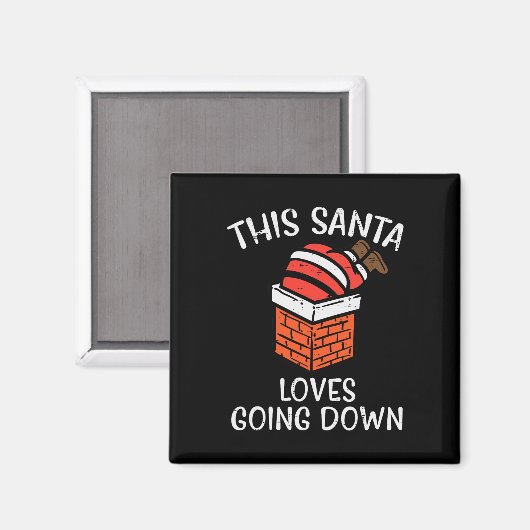 Aimant Noël Père Noël aime descendre Chimney Fun Noël (Recto/Verso)