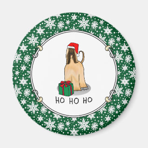 Aimant Noël Père Noël Chapeau Afghan Hound Chien Fawn mig