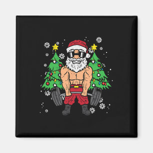 Aimant Noël Père Noël Deadlift Xmas Weighight-lift Gym Me