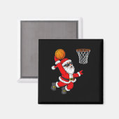 Aimant Noël Père Noël Dunking Un Basket Garçons Ki (Recto/Verso)