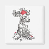 Aimant Noël Père Noël Moose assis avec des cadeaux Conçu (Devant)