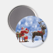 Aimant Noël Père Noël Reindeder dormant neige (Recto/Verso)