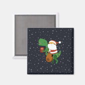 Aimant Noël Père Noël T-rex Dinosaur Sleigh (Recto/Verso)
