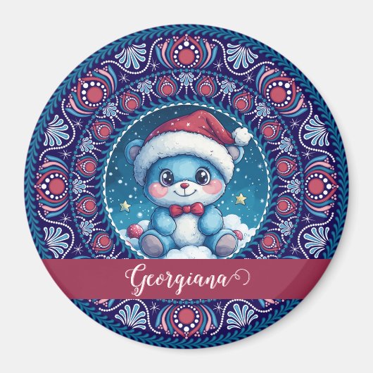 Aimant Noël personnalisé Kawaii Ours Dot Mandala (Devant)
