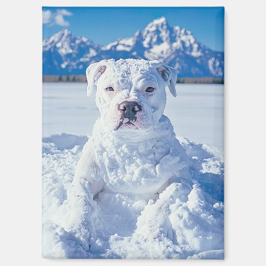 Aimant Noël Pitbull Chien Snowman (Recto)