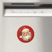 Aimant Noël rétro Holly Jolly Santa Claus (In Situ (Lave-vaisselle))