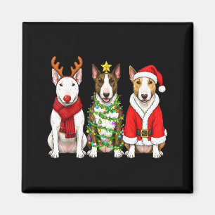 Aimant Noël Rétro Taureau Terrier Santa Renne Chien Lo
